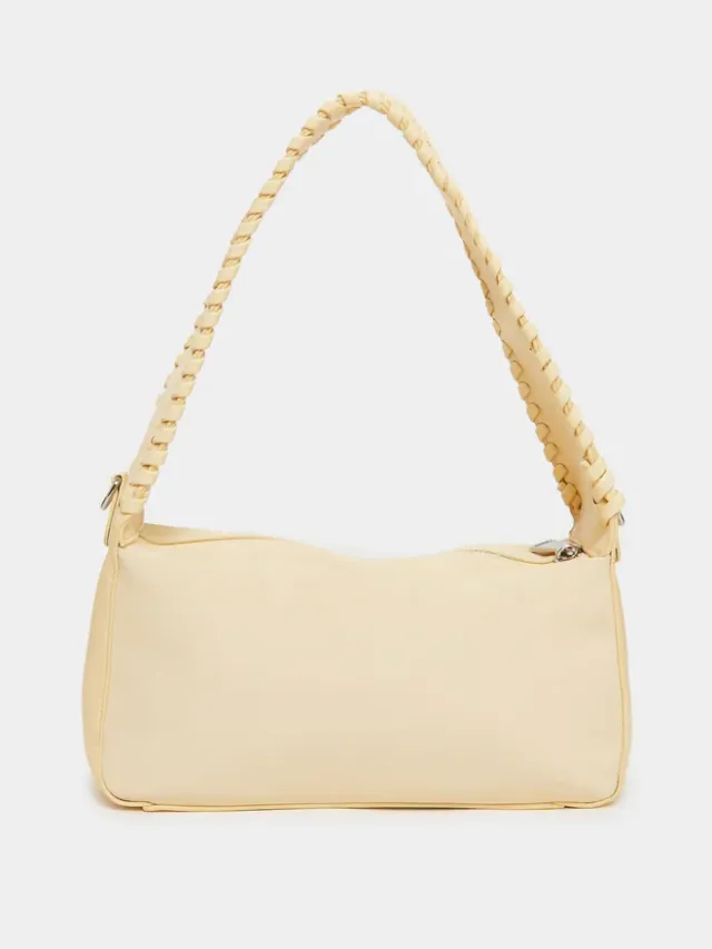 Faux Leather Shoulder Bag Yellow – image 4