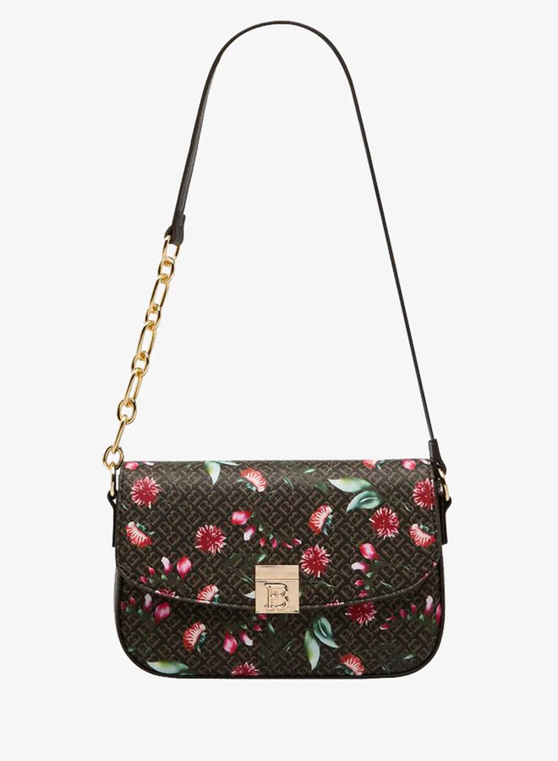 Flora Bella Monogram Print Shoulder Bag BROWN