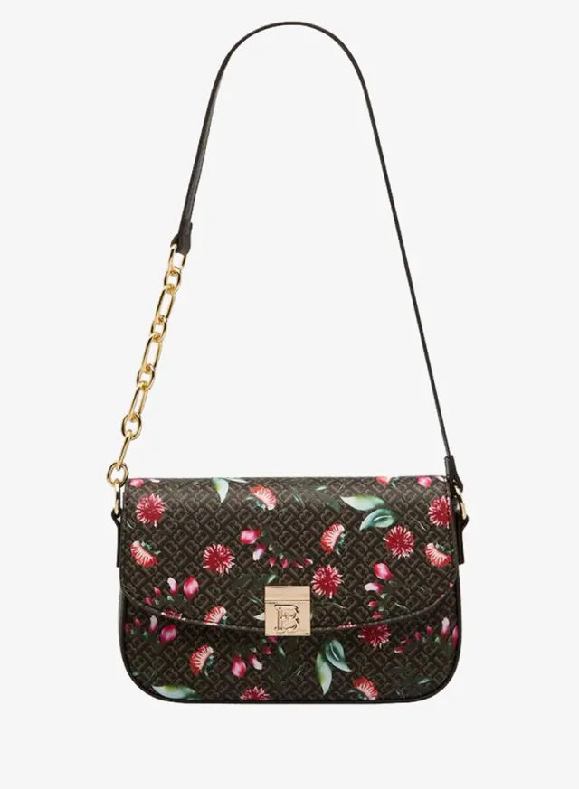 Flora Bella Monogram Print Shoulder Bag BROWN