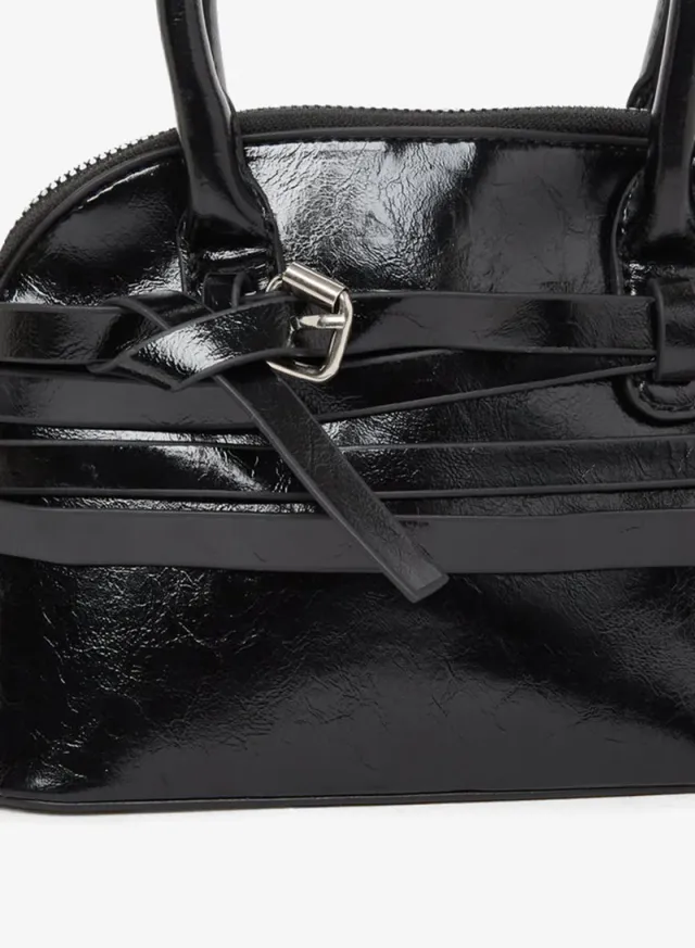 Styli Women Belted Handbag with Buckle Detail Black – image 3