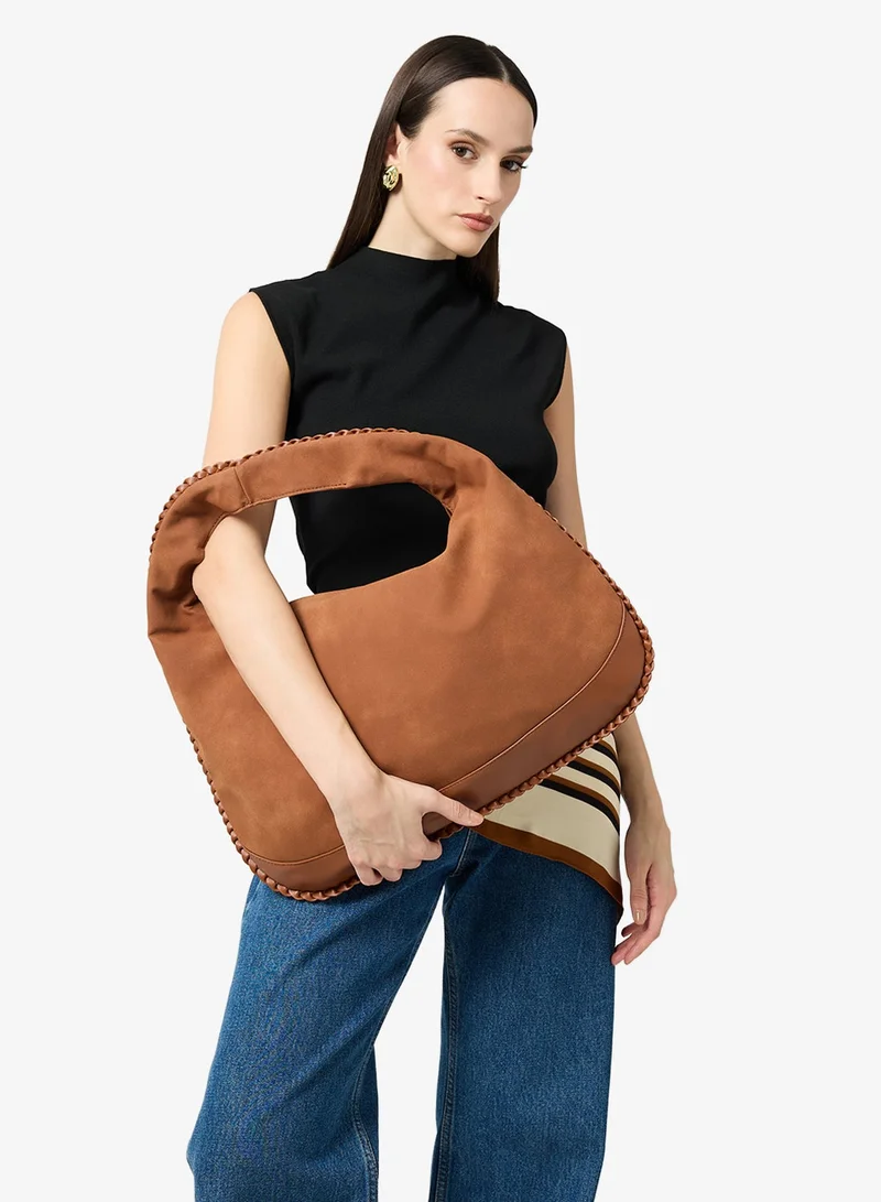 Suede Slouch Shoulder Bag Orange