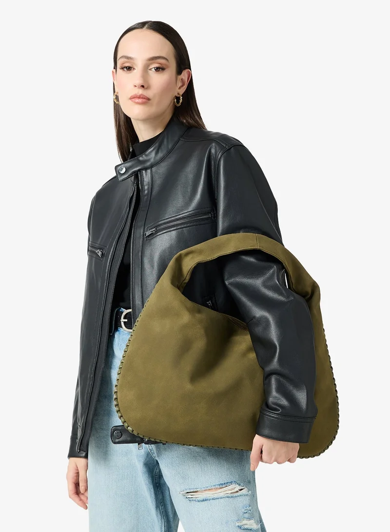 Suede Slouch Shoulder Bag Orange
