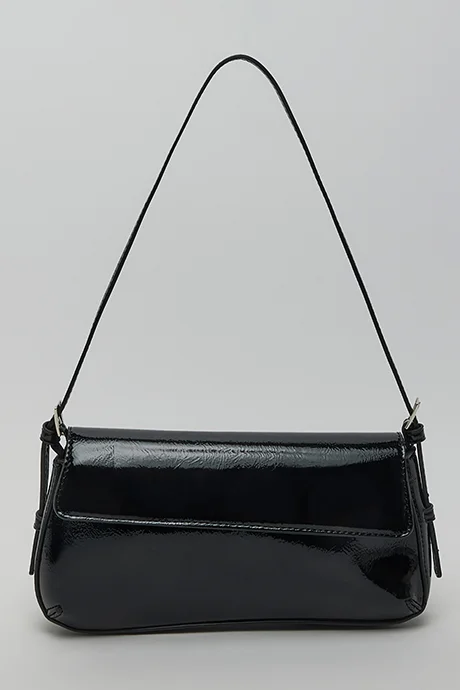 Glossy Shoulder Bag Black