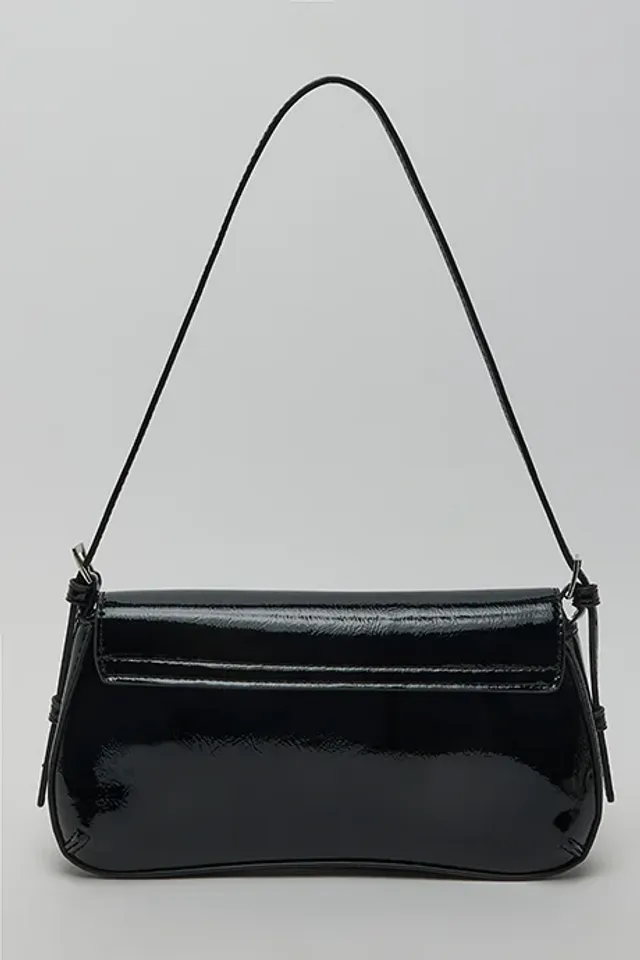 Glossy Shoulder Bag Black – image 3