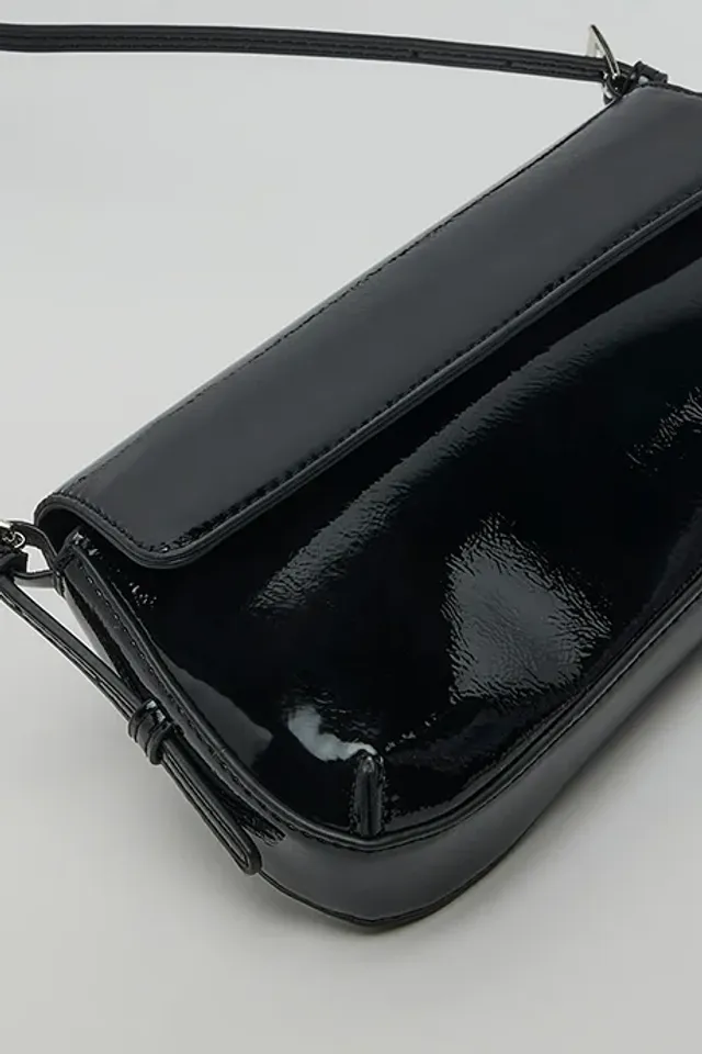 Glossy Shoulder Bag Black – image 4