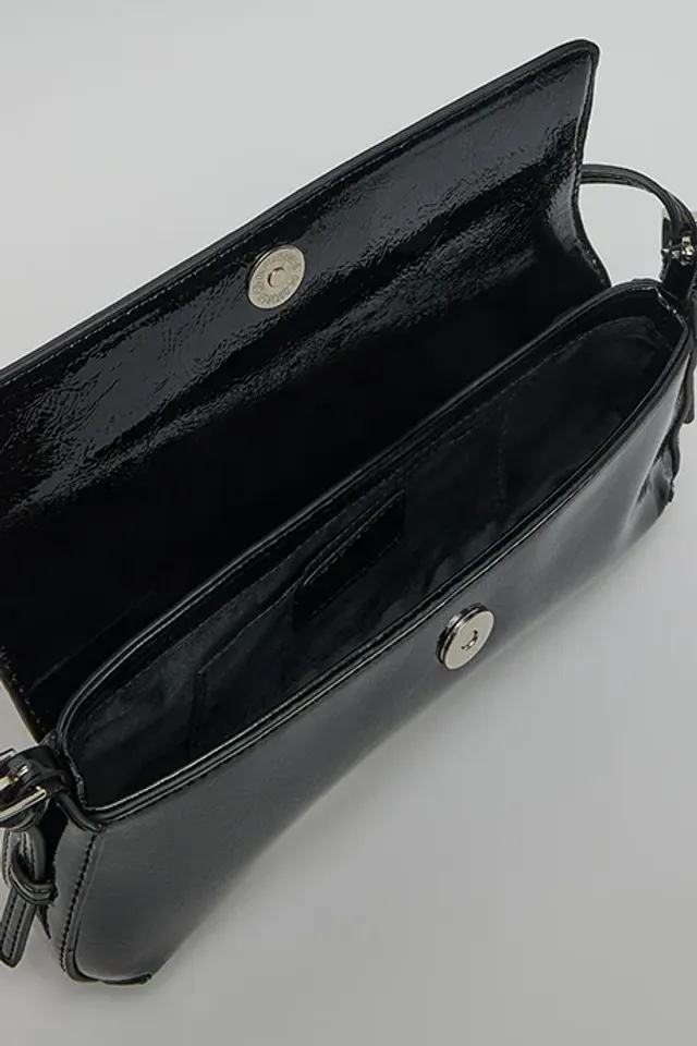 Glossy Shoulder Bag Black – image 5