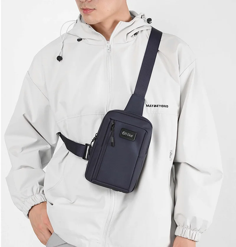 Hike Unisex Cross Body Chest Bag Synthetic Water-Resistant Scratch Resistant Small Shoulder Sling Bag for Business Travel Outdoor Shopping, HK9004-BLUE