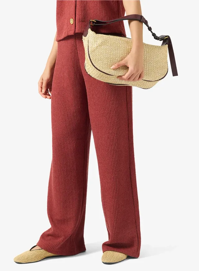 Raffia Textured Shoulder Bag Brown – image 6