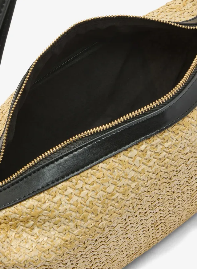 Raffia Textured Shoulder Bag Brown – image 4