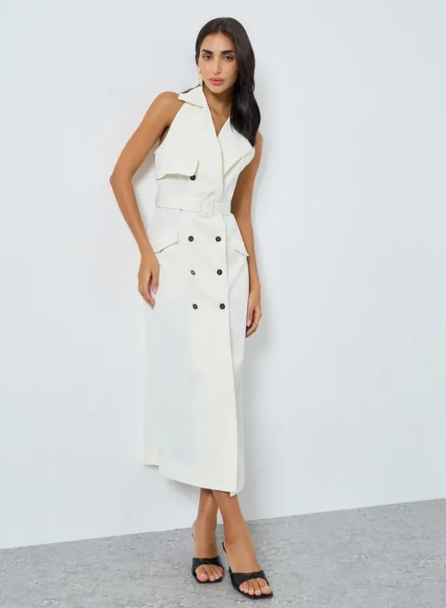 Long Sleeves Blazer Maxi Dress steel blue