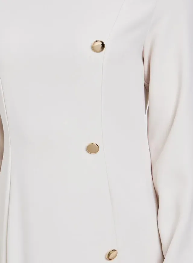 Ruffled Hem Buttoned Midi Dress cream – image 4