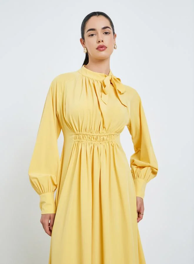 Fold Pleat Tie Detail Maxi Dress sky blue