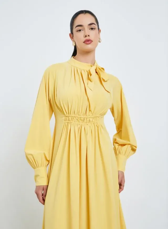 Fold Pleat Tie Detail Maxi Dress sky blue