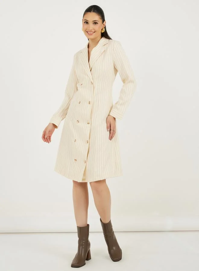 Striped Blazer Dress light beige