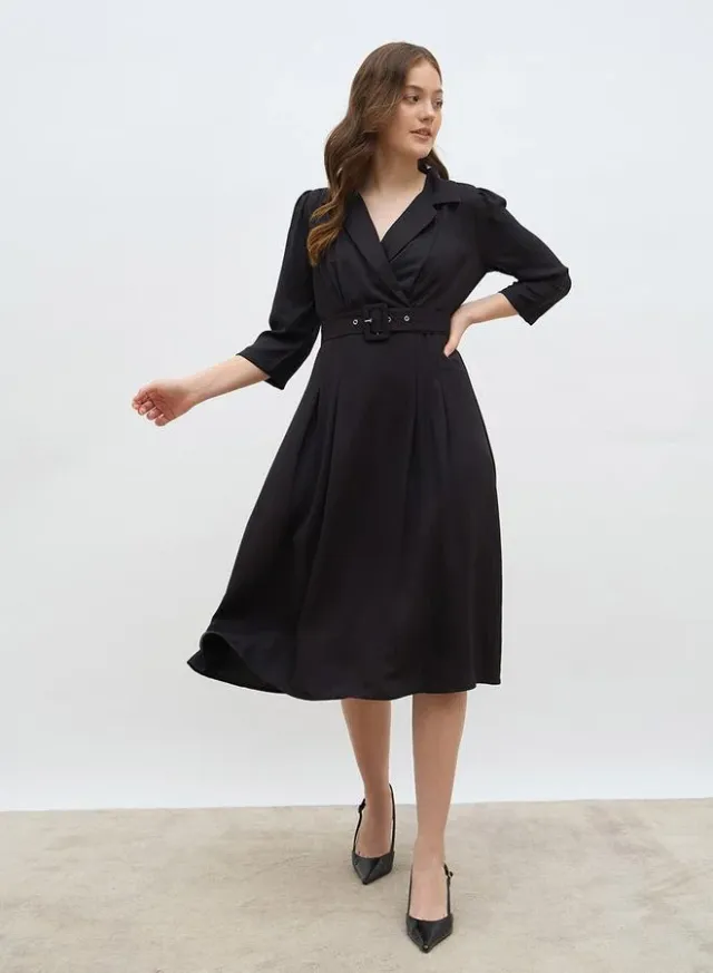 فستان ميدي ملفوف بكسرات من ستايلي – صورة 2