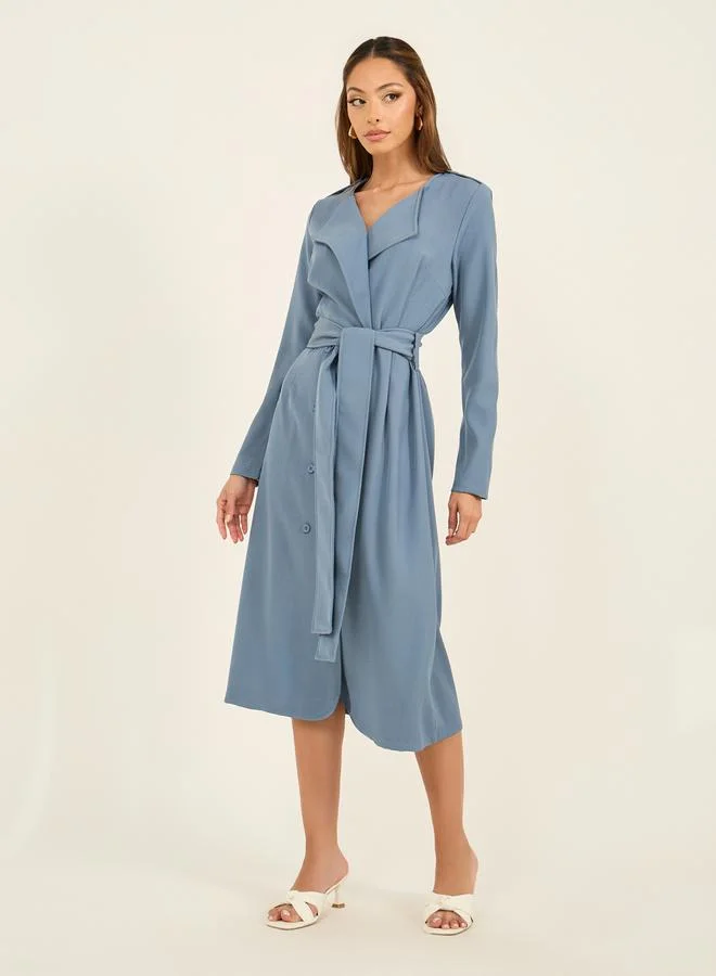 Belted Midi Dress, pale yellow