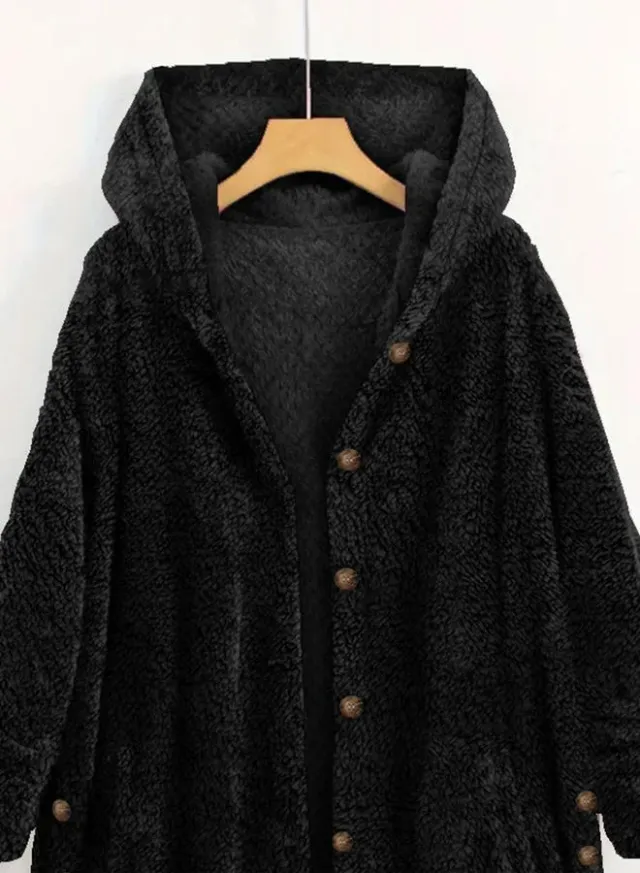 Take Two Plus Size Fleece Button-Front Hooded Coat – image 3