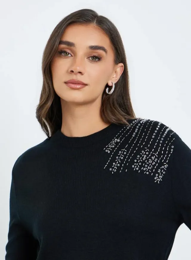 Women Black Embellished Sweater – image 5