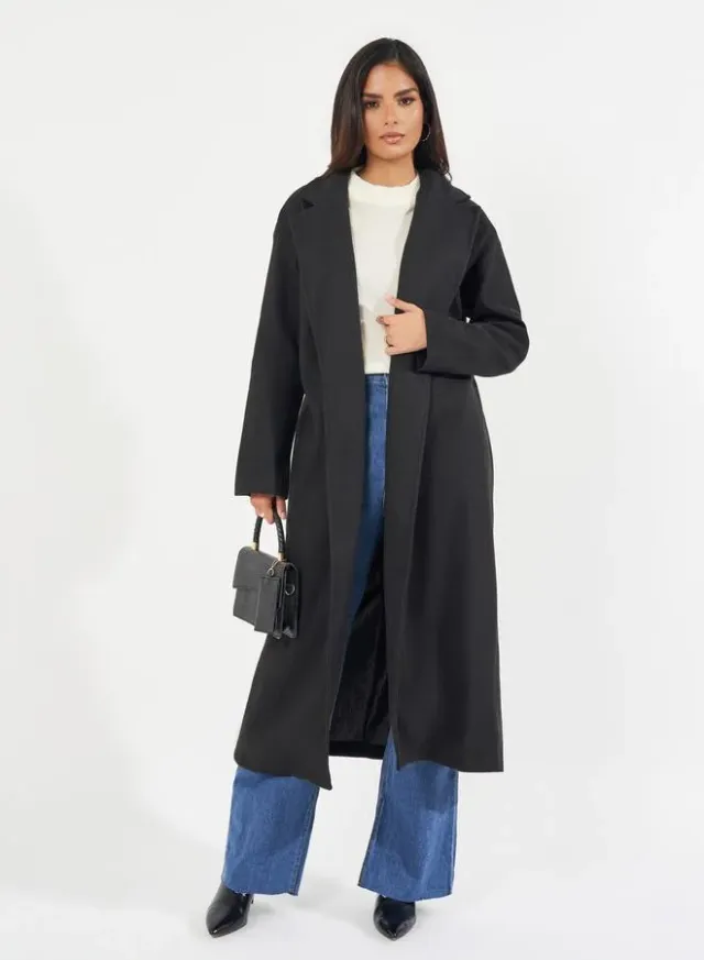 Grey Regular Fit Belted Midi Coat – image 2