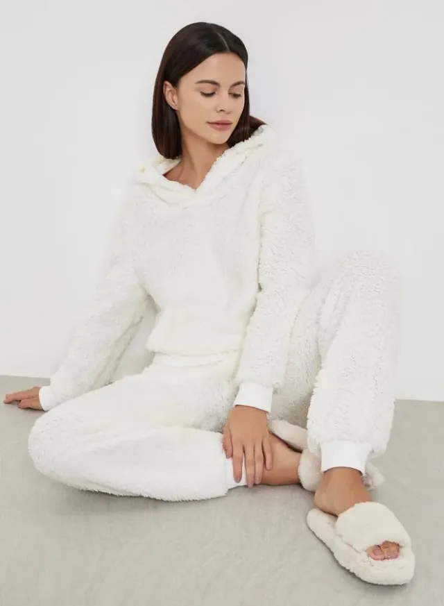 Peach Fleece Hoodie and Long Pyjama Set