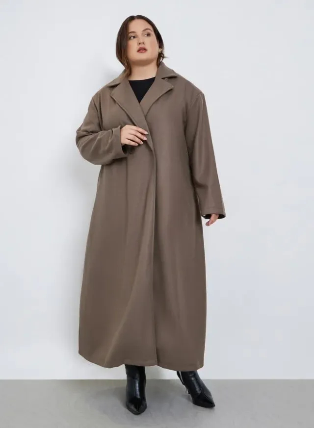 Plus Size Regular Fit Wool Like Buttoned Coat – image 2