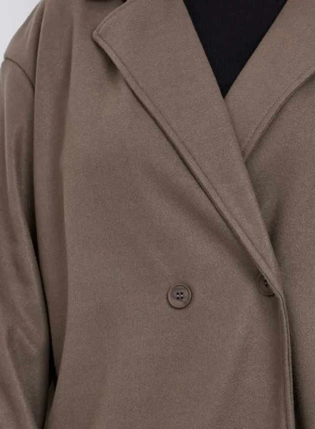 Plus Size Regular Fit Wool Like Buttoned Coat – image 4