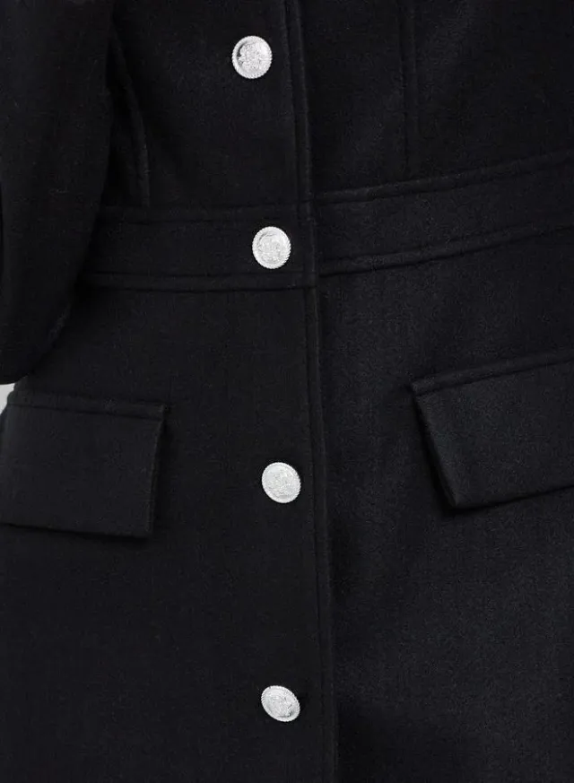 Black Button-Down Knee-Length Coat – image 3
