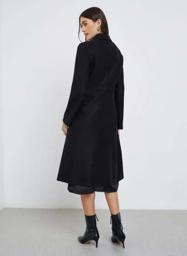 Black Button-Down Knee-Length Coat – image 4