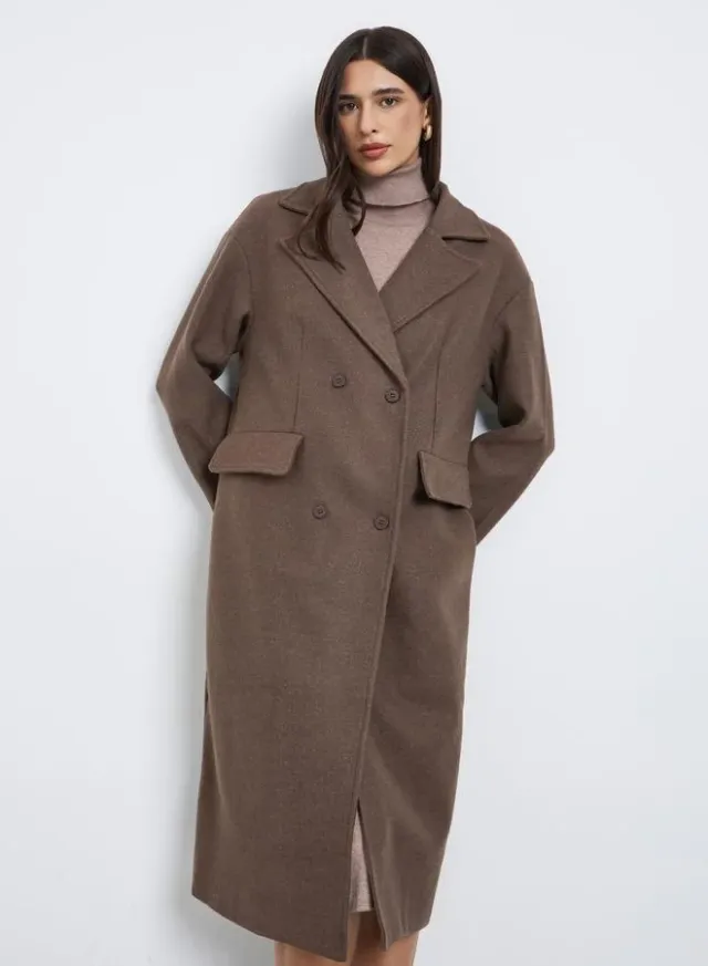 Styli Oversized Wool Like Double Breasted Coat – image 3