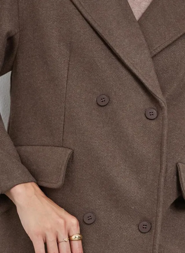 Styli Oversized Wool Like Double Breasted Coat – image 4