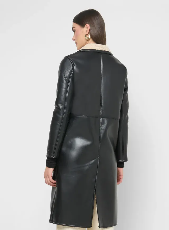 PU Jacket With Teddy Collar – image 2