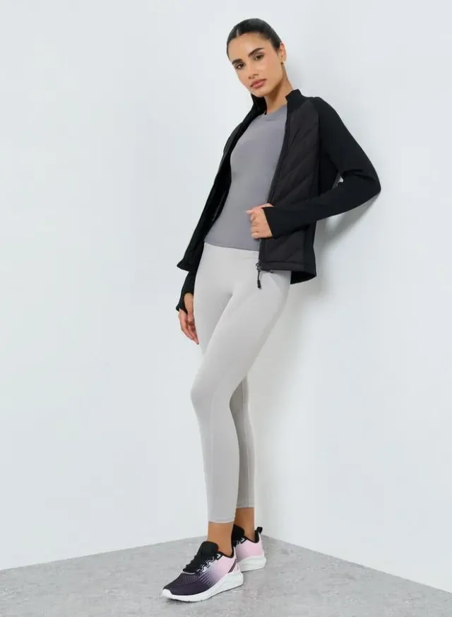 Long Sleeve Thumbhole Detail Full Zip Padded Jacket – image 2