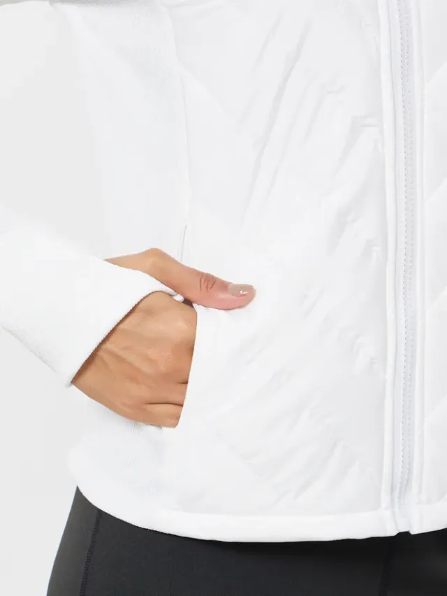 Solid Long Sleeve Thumbhole Detail Padded Jacket – image 4