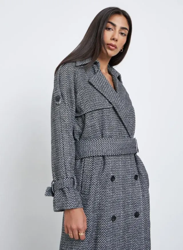 Styli Regular Fit Double Breasted Patterned Coat – image 2