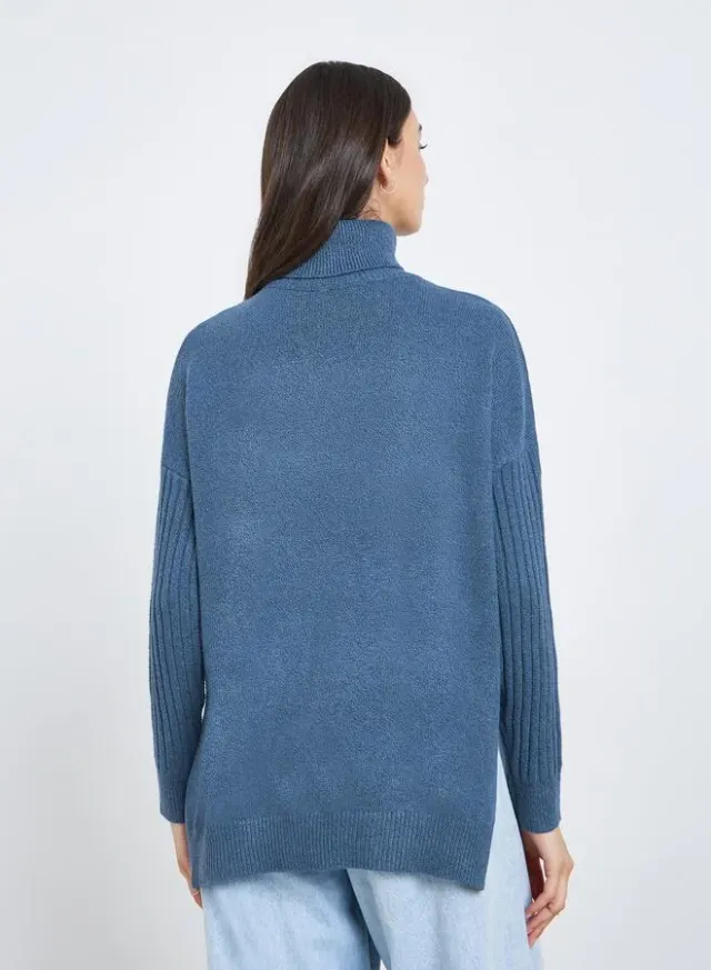 Solid Turtle Neck Long Sleeve Oversized Sweater – image 4
