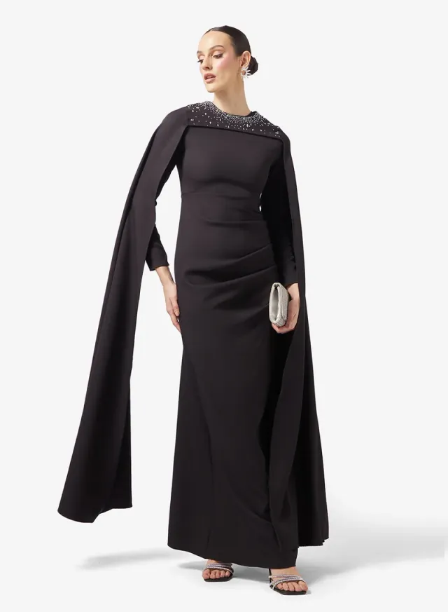 Embellished Dress With Exaggerated Sleeves – image 4