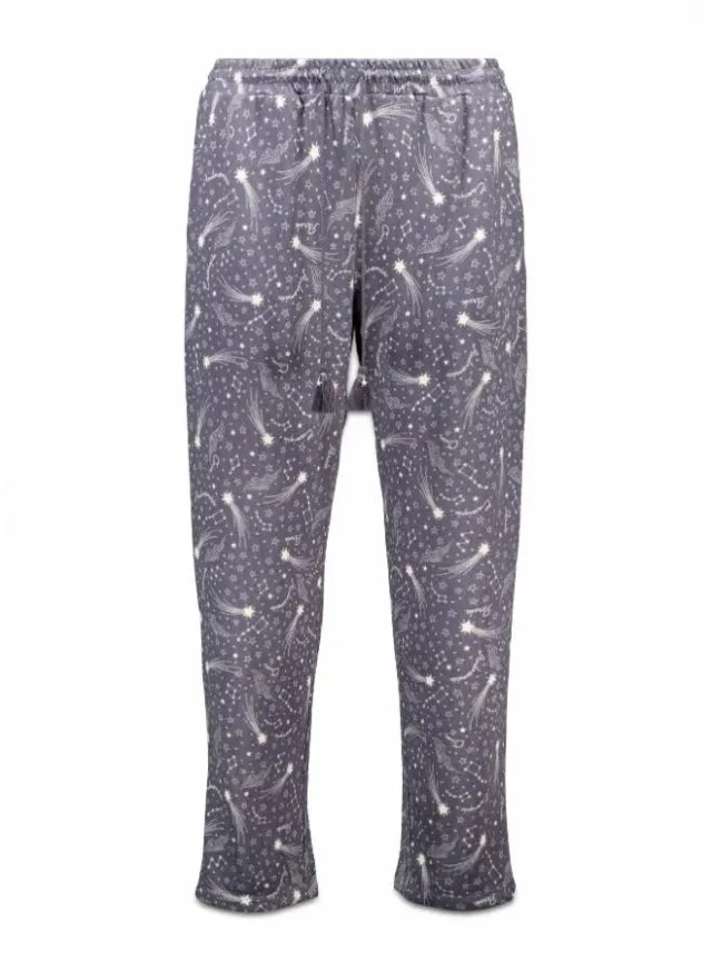 Long warm jersey-knit trouser with soft grey stars – image 5