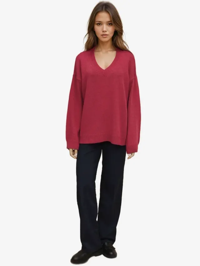Thick Knit V-neck Sweater – image 4