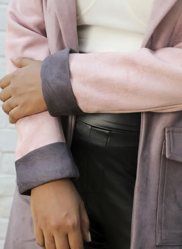Women's Pink & Purple Ombre Long Coat With Flap Pocket – image 7