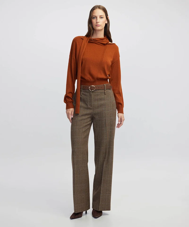 Scarf-Effect Knit Sweater