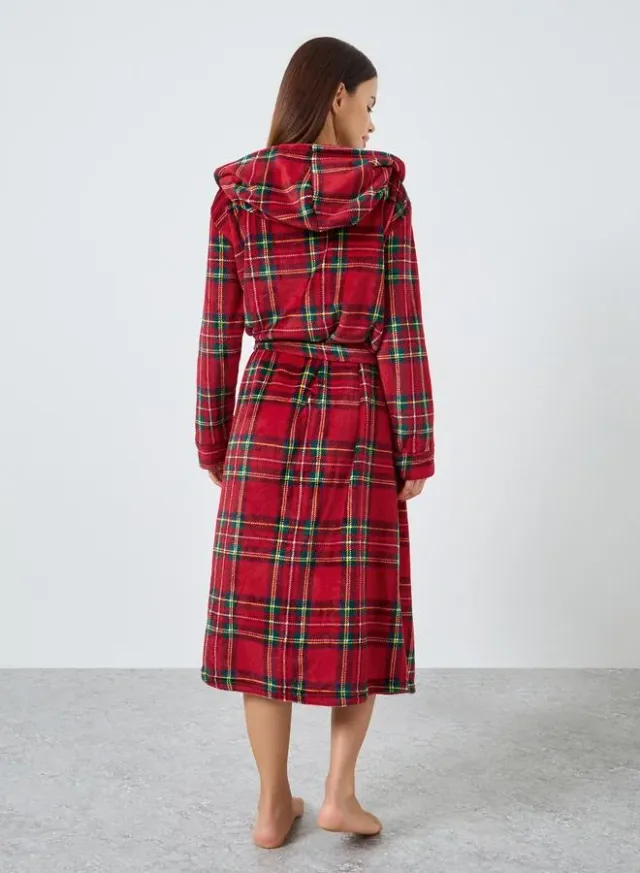 Checked Fleece Hooded Robe – image 4