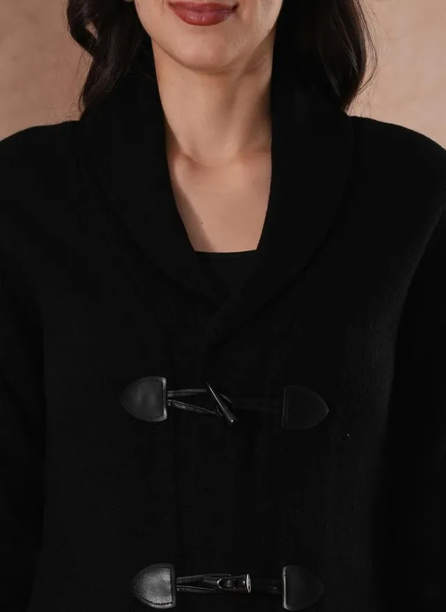 Globus Women's Black Casual Cardigan Sweater with Shawl Collar and Faux Fur Cuffs – image 5