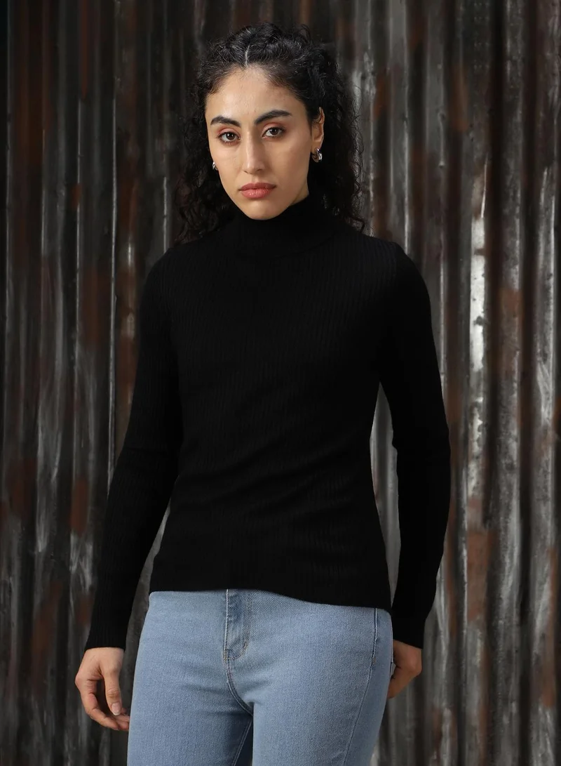 كنزة نسائية سوداء أكريليك 1%