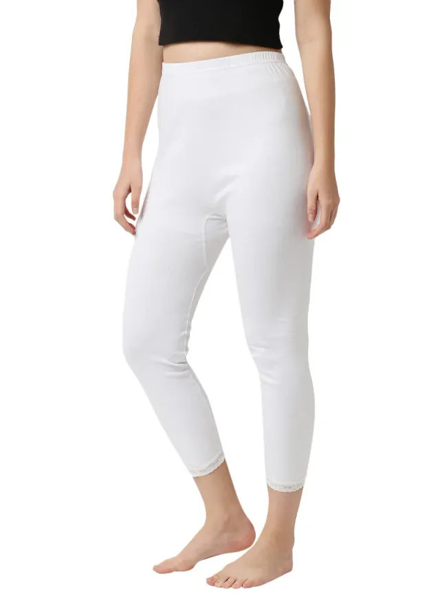 WOMEN'S COTTON THERMAL PAJAMA - WHITE – image 3
