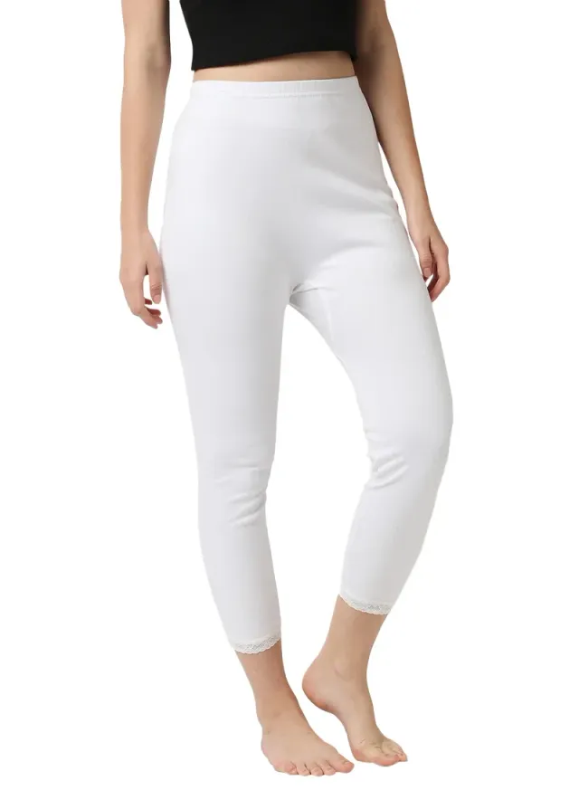 WOMEN'S COTTON THERMAL PAJAMA - WHITE – image 4