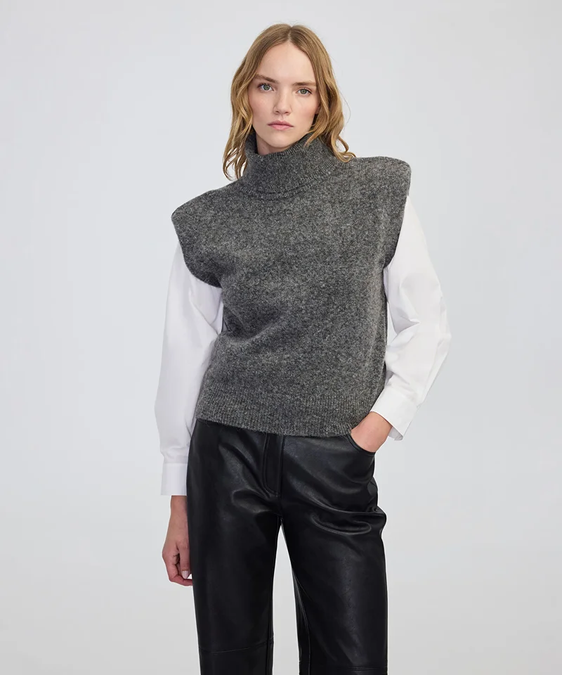 Knit Vest with Shoulder Pads