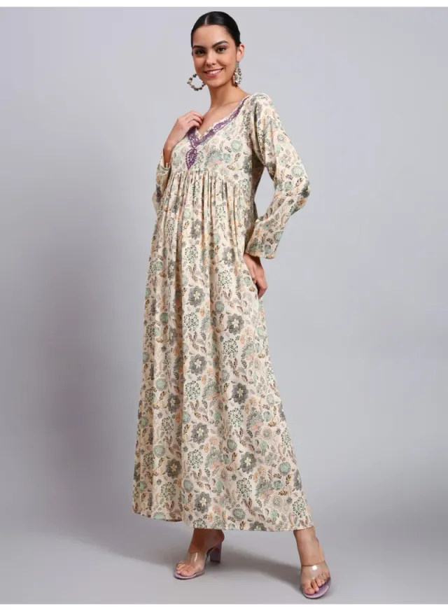 Women's Rayon Jalabiya with Embroidered Neck-AL4067 – image 5