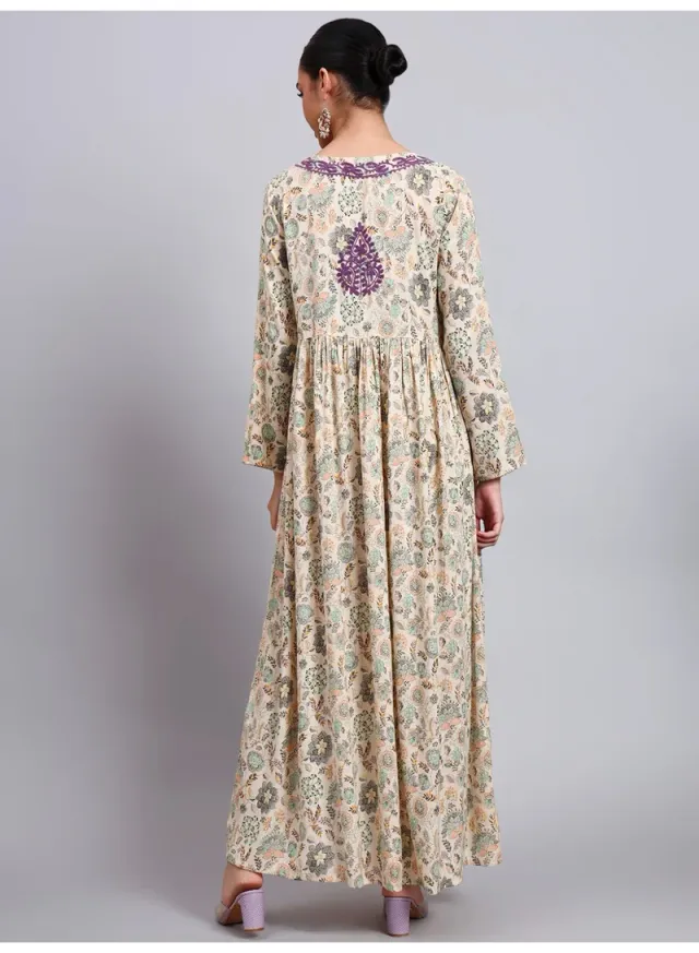 Women's Rayon Jalabiya with Embroidered Neck-AL4067 – image 2