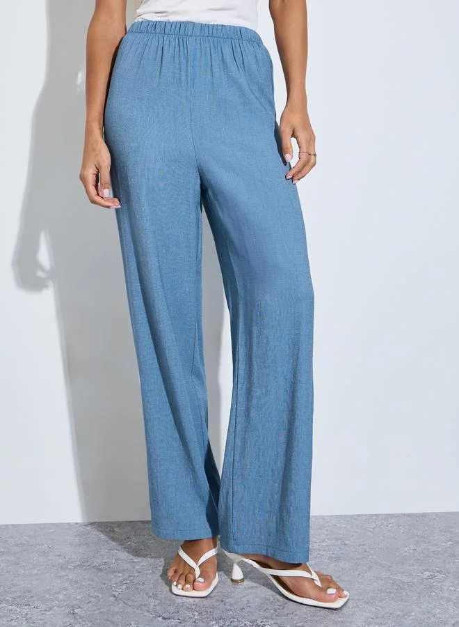 oversize fit long length shirt with shirt collar and wide leg pants modest set