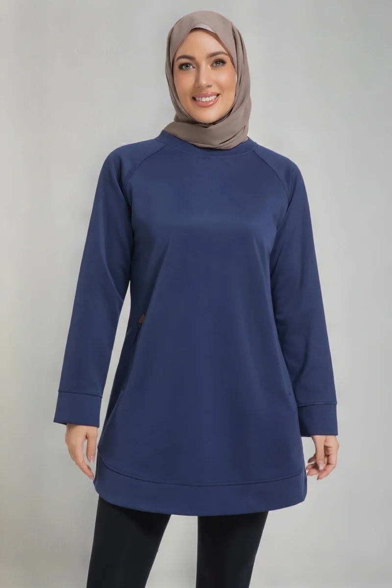 Farah Modest Activewear Long Sleeve Sweatshirt with Pockets